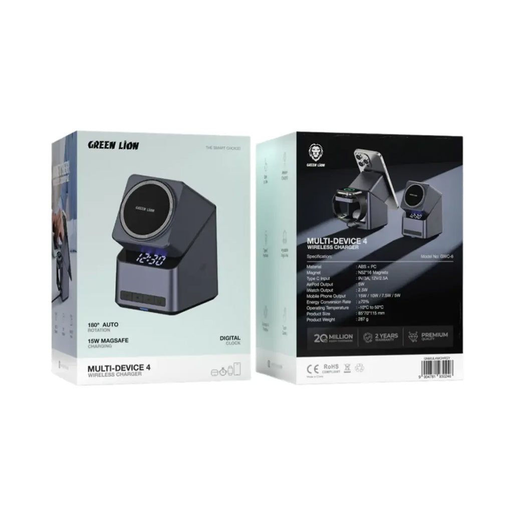 A Photo Of Green Lion Multi Device 4 Wireless Charger - Gray