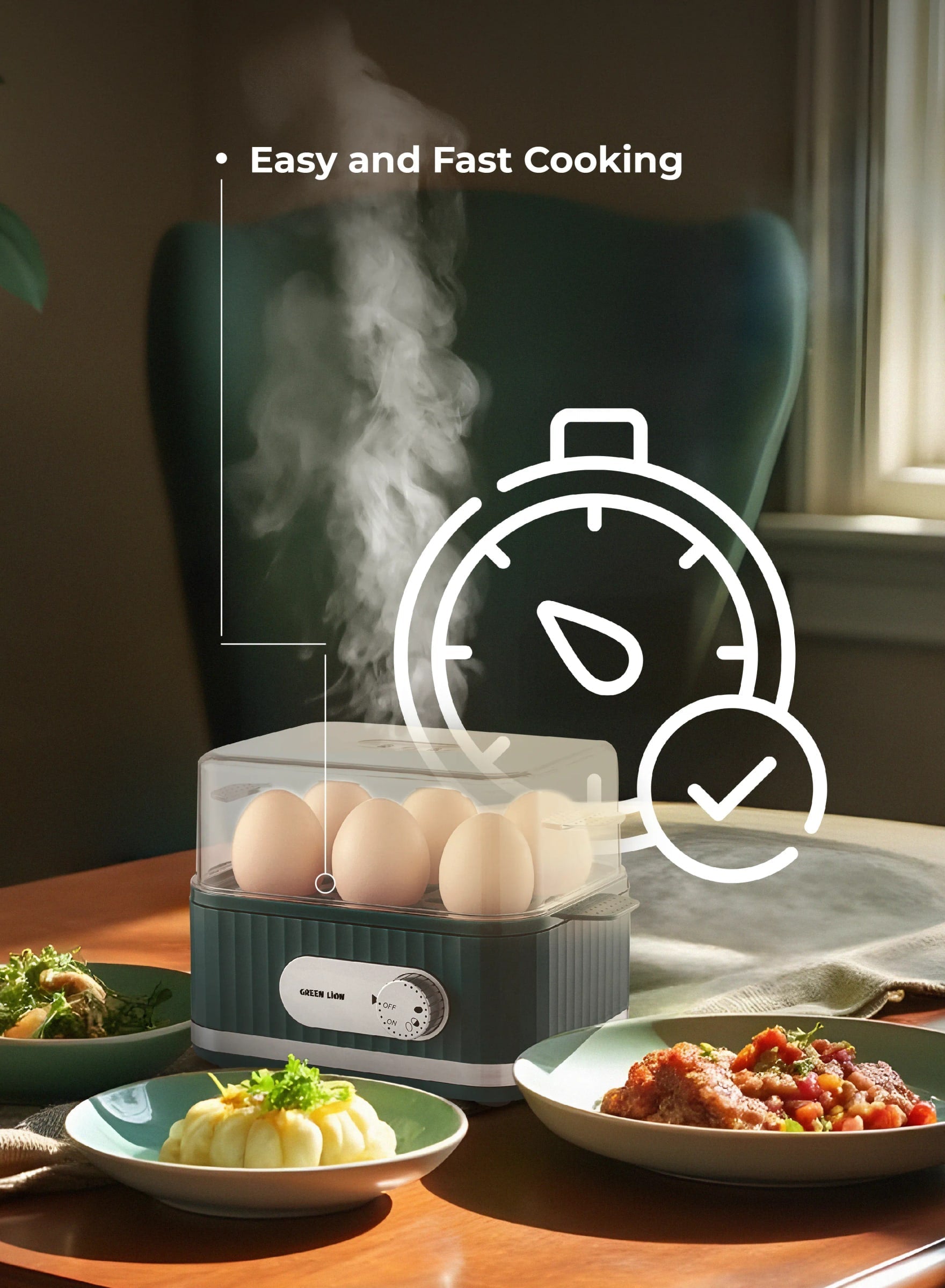 A Photo Of Green Lion Smart Egg Cooker - GNSMEGGCKRGN