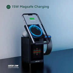 A Photo Of Green Lion Smart Station Pro LCD Display Wireless Charger with Speaker - Black