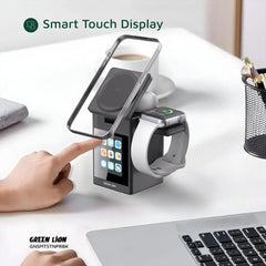 A Photo Of Green Lion Smart Station Pro LCD Display Wireless Charger with Speaker - Black