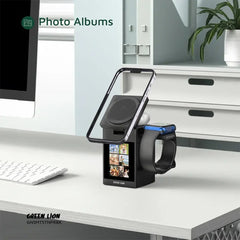 A Photo Of Green Lion Smart Station Pro LCD Display Wireless Charger with Speaker - Black