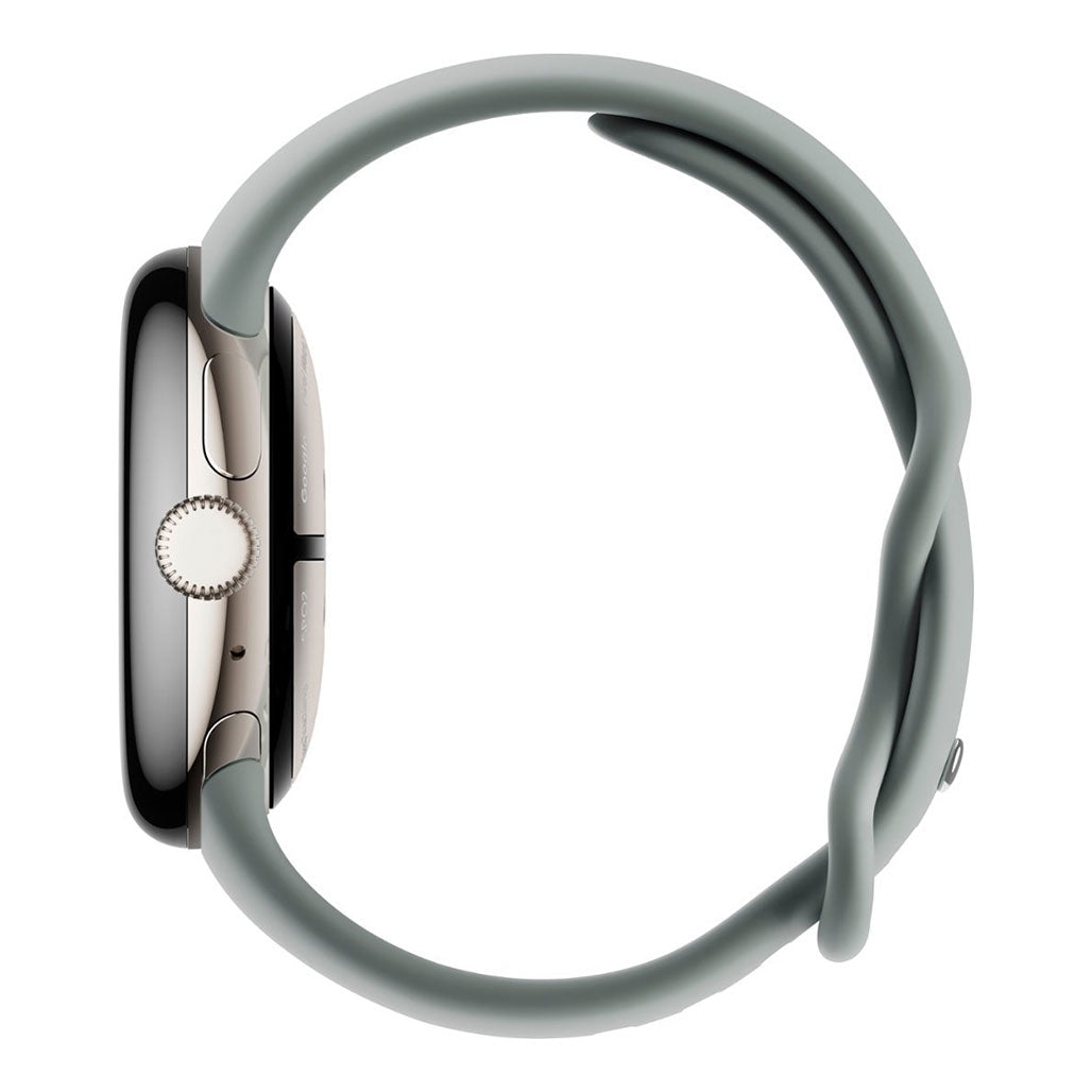 A Photo Of Google Pixel Watch 2 - Champagne Gold Aluminum Case / Hazel Active Band