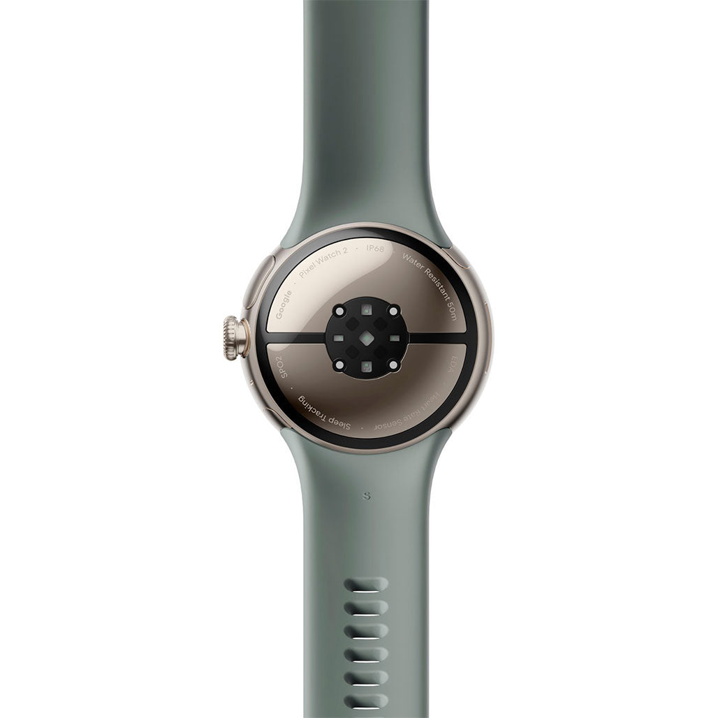 A Photo Of Google Pixel Watch 2 - Champagne Gold Aluminum Case / Hazel Active Band