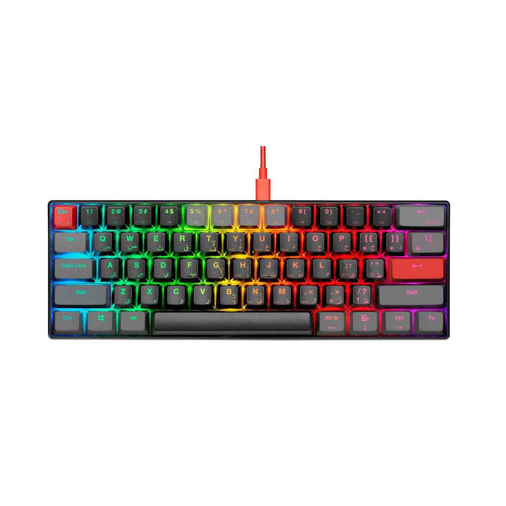 A Photo Of GamerTek GK60 Mini Gaming Keyboard - Late Night | Compact Mechanical RGB Keyboard with Outemu Red Switches