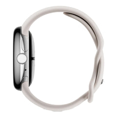 A Photo Of Google Pixel Watch 2 - Polished Silver Aluminum Case / Porcelain Active Band
