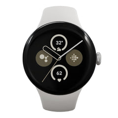 A Photo Of Google Pixel Watch 2 - Polished Silver Aluminum Case / Porcelain Active Band