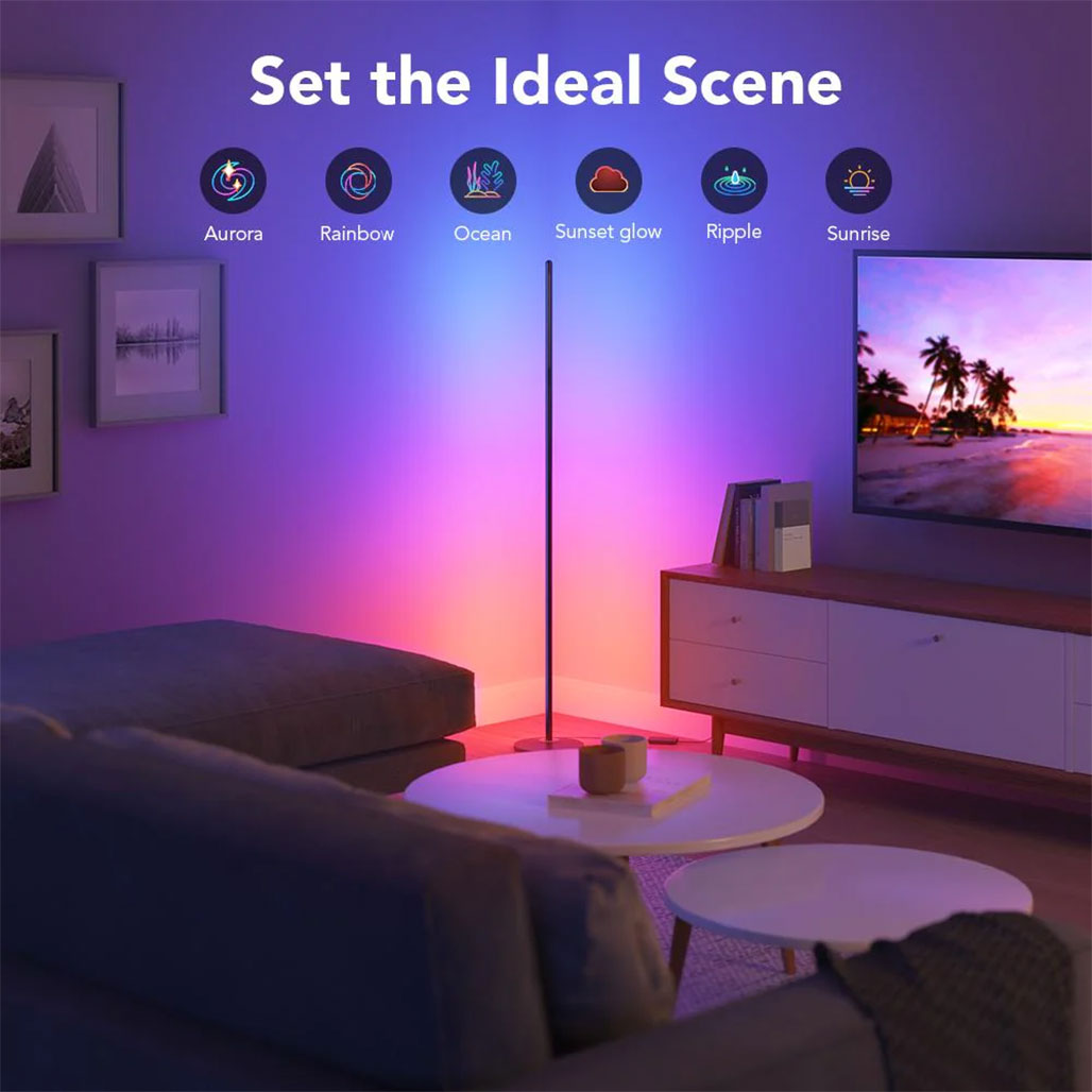 A Photo Of Govee RGBICW Smart Corner Floor Lamp | H6076112