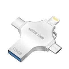 A Photo Of Green Lion 4-in-1 USB Flash Drive 128GB - Silver | GN4IN1USB128SL