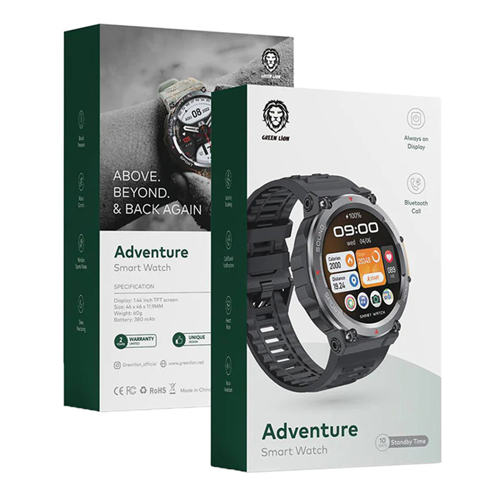 A Photo Of Green Lion Adventure Smart Watch | 45mm Round HD Display, Bluetooth, and Health Monitoring