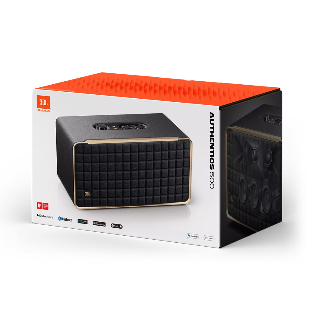 A Photo Of JBL Authentics 500 - Smart Home Speaker with Wi-Fi - Retro Design and Dolby Atmos® Music