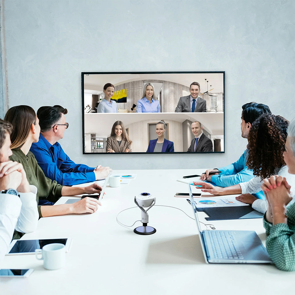 A Photo Of J5Create 360° AI-Powered Webcam with Speakerphone for Enhanced Video Conferencing - JVU368