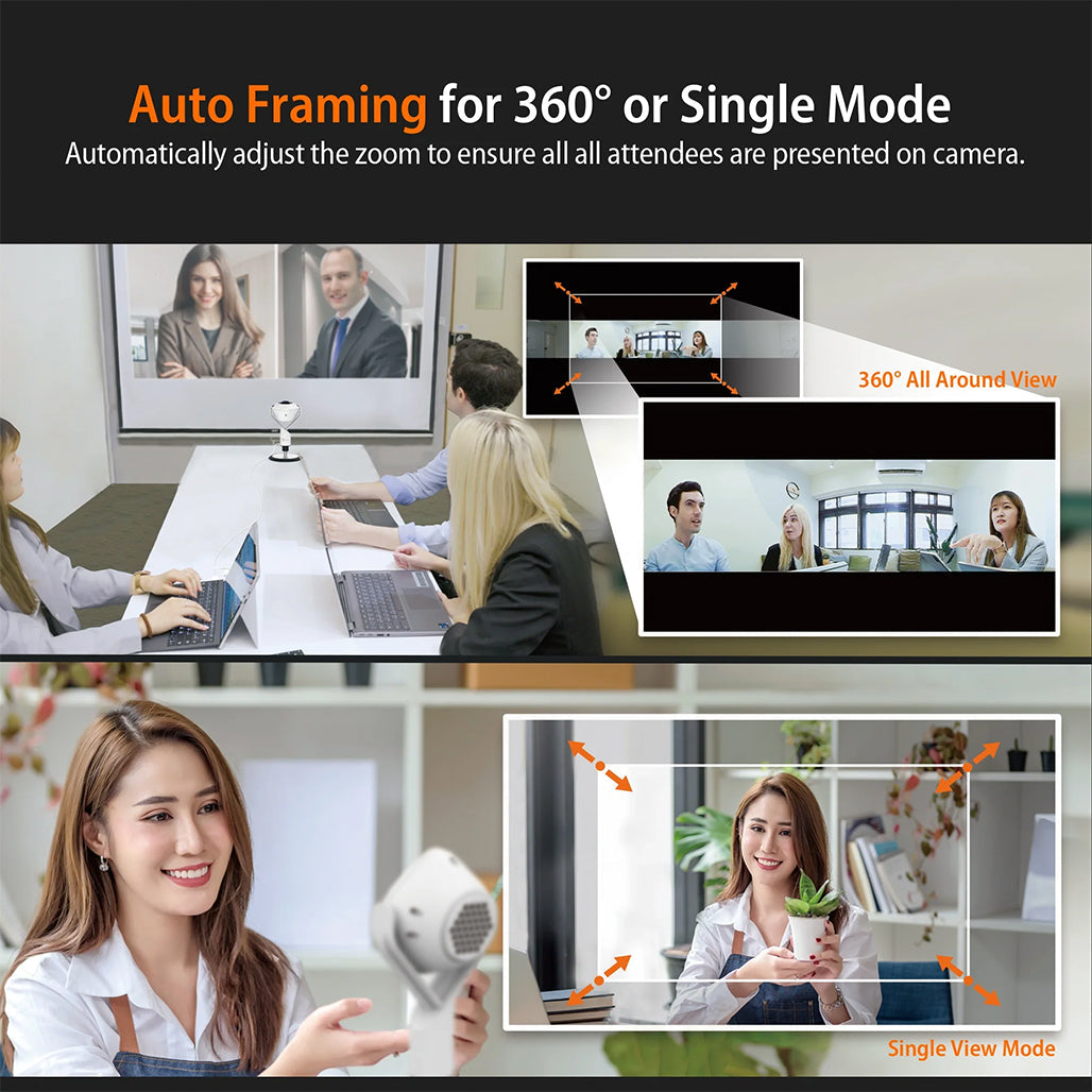A Photo Of J5Create 360° AI-Powered Webcam with Speakerphone for Enhanced Video Conferencing - JVU368