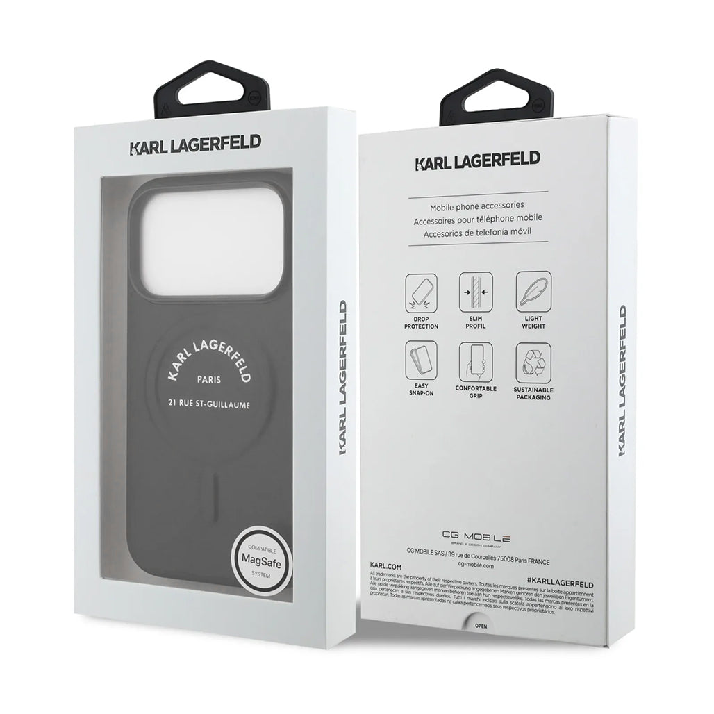 A Photo Of Karl Lagerfeld MagSafe PU Case with RSG Logo Buttons - iPhone 17 Pro Max