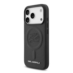 A Photo Of Karl Lagerfeld MagSafe PU Leather Case with Debossed Logo for iPhone 17 Pro