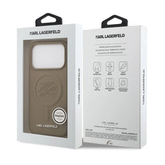 A Photo Of Karl Lagerfeld MagSafe PU Leather Case with Debossed Logo for iPhone 17 Pro