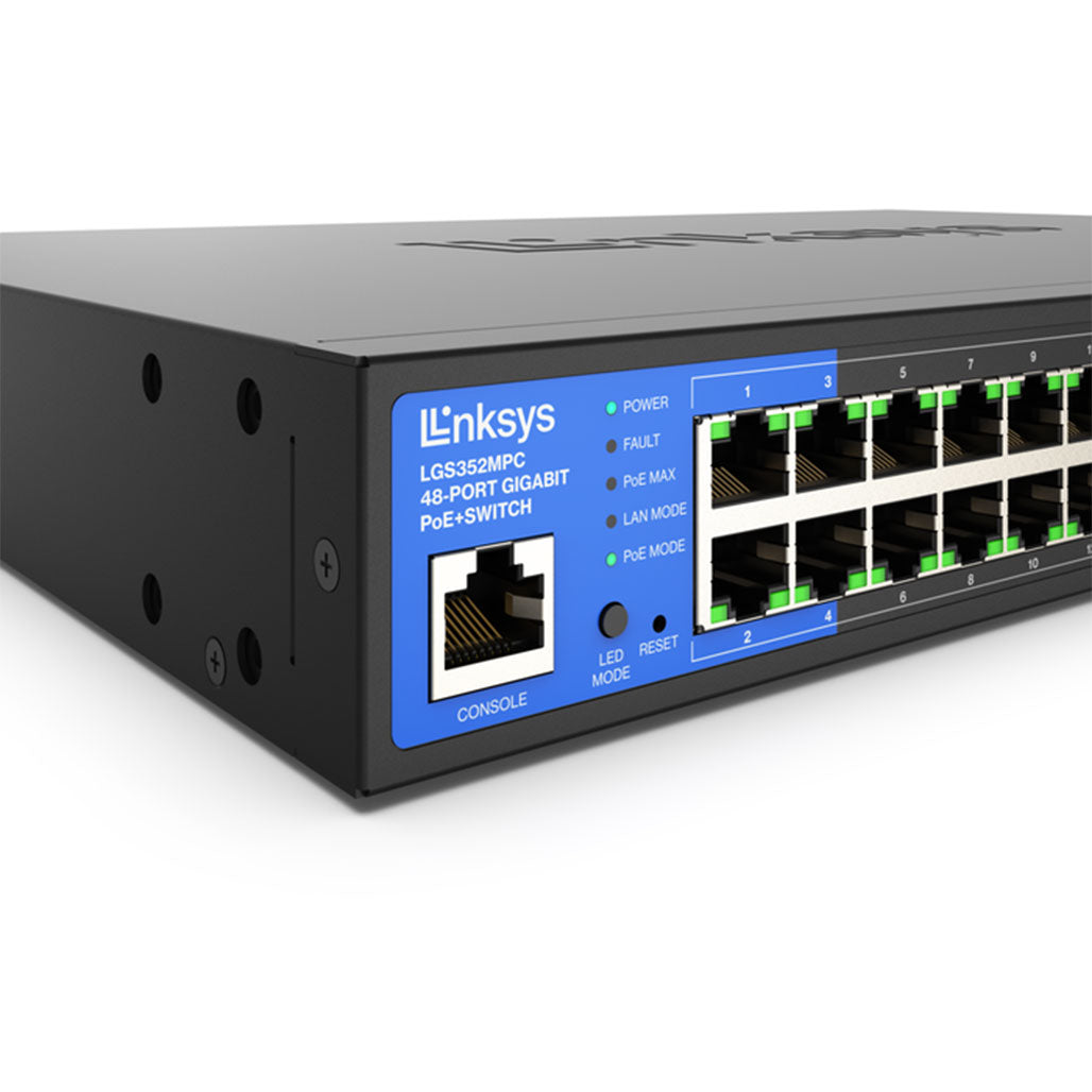 A Photo Of Linksys LGS352MPC-EU 48-Port Managed Gigabit PoE+ Switch with 4 10G SFP+ Uplinks and 740W Power Budget