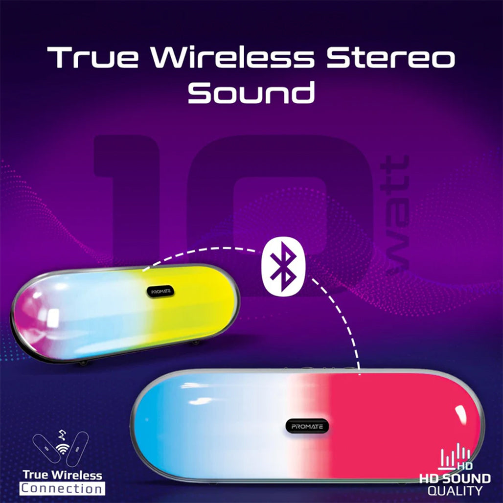A Photo Of Promate LumiBar High Fidelity True Wireless Bluetooth v5.3 Speaker | RGB Lights & Multi-Connectivity