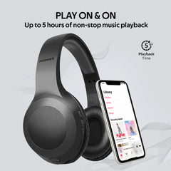 A Photo Of Promate LaBoca Deep Bass Over-Ear Wireless Headphones - Black | Bluetooth 5.0 with Superior Sound and Comfort