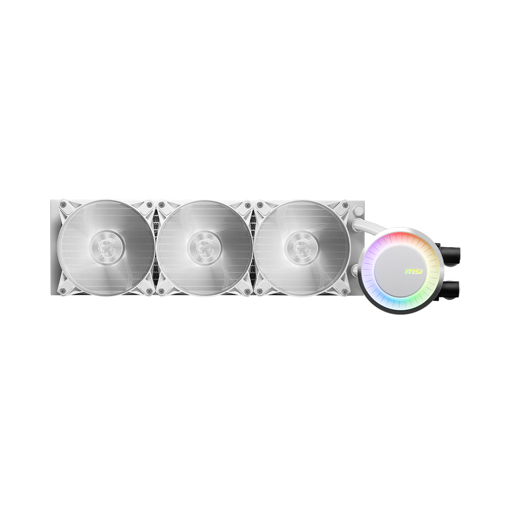 A Photo Of MSI MAG CoreLiquid E360 - White - High Performance 360mm AIO Liquid Cooler for Enhanced CPU Cooling - 306-7ZW6E11-C24