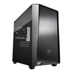 A Photo Of Cougar MG130-G Mini Tower Case – Compact Design with Tempered Glass Side Window, Advanced Cooling & Storage Options