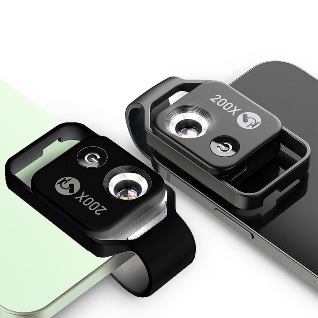 A Photo Of Apexel 200X Magnification Microscope Lens with LED - Portable Clip-On Magnifier for Smartphones