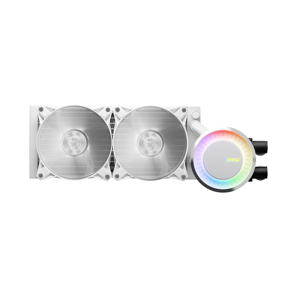 A Photo Of MSI MAG CoreLiquid E240 - White ARGB CPU Cooler with Premium Thermal Performance - 306-7ZW5E21-C24
