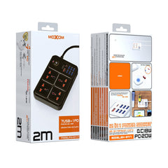 A Photo Of Moxom MX-ST17 EU 2 Meter Power Strip | 7 USB + 1 PD 20W, 2500W Max Outlets, 12-in-1 Multi-Function Power Hub