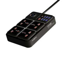 A Photo Of Moxom MX-ST17 EU 2 Meter Power Strip | 7 USB + 1 PD 20W, 2500W Max Outlets, 12-in-1 Multi-Function Power Hub