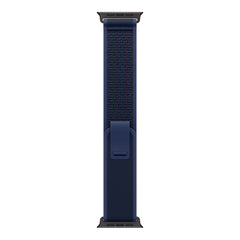 A Photo Of Apple 49mm Blue Trail Loop - M/L - Black Titanium Finish, Nylon Weave, Adjustable Fit, Carbon Neutral