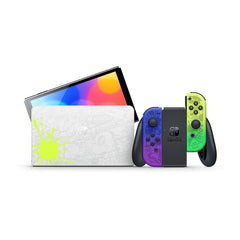A Photo Of Nintendo Switch™ OLED Model – Splatoon™ 3 Edition with Custom Graffiti Design and Vivid OLED Screen