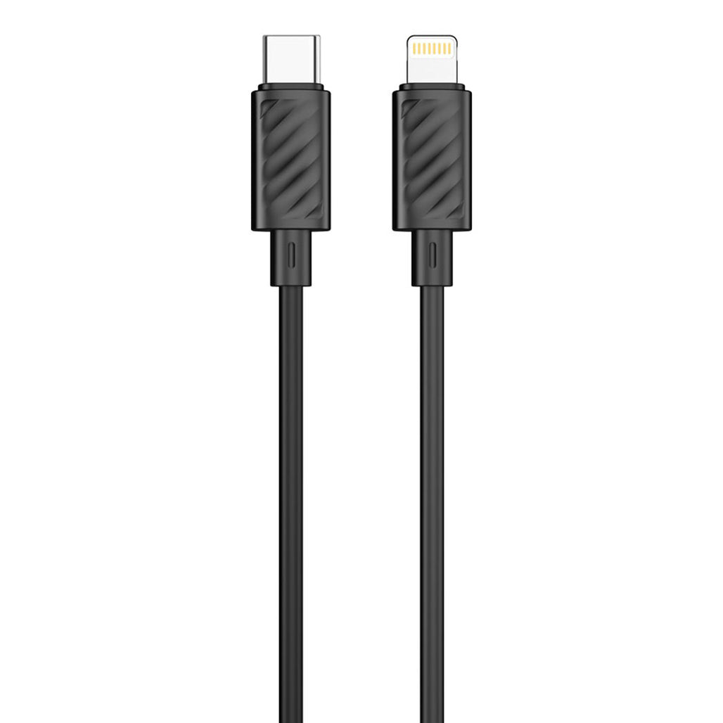 A Photo Of Porodo Blue 20W PD Type-C to Lightning Cable 1.2M – Fast Charging & Durable Design – Black