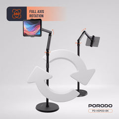 A Photo Of Porodo Adjustable Floor Stand for Phones & Tablets, 45cm–165cm Height, 360° Rotation, 5.5