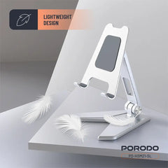 A Photo Of Porodo Silver Aluminum Mobile Stand for 4