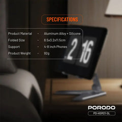 A Photo Of Porodo Silver Aluminum Mobile Stand for 4