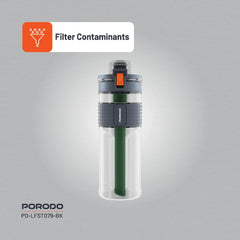 A Photo Of Porodo Lifestyle 2-Stage Filtration Water Bottle - BPA-Free, 600mL, Travel-Friendly Hydration