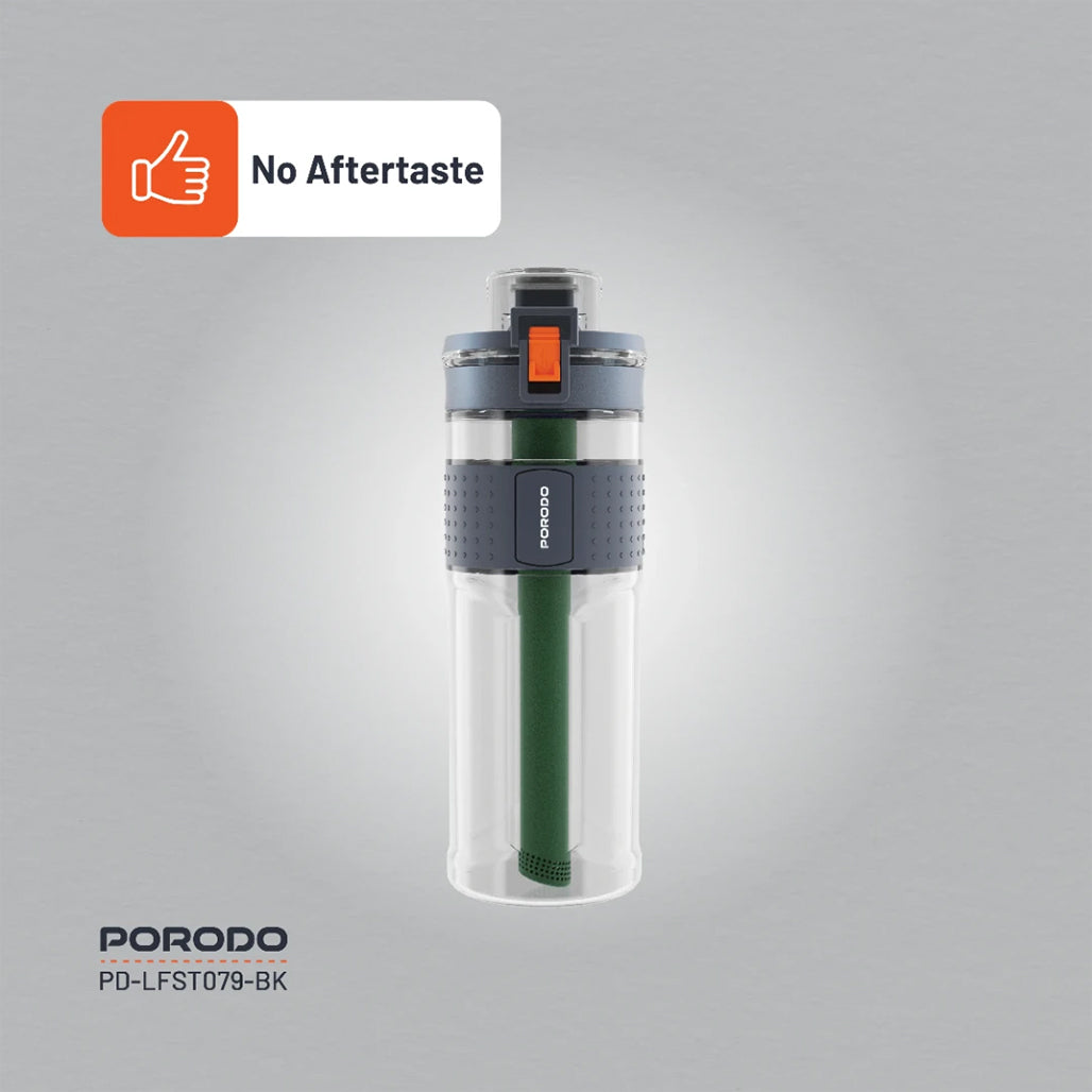 A Photo Of Porodo Lifestyle 2-Stage Filtration Water Bottle - BPA-Free, 600mL, Travel-Friendly Hydration