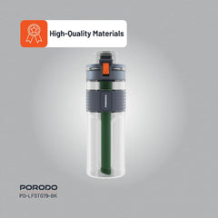 A Photo Of Porodo Lifestyle 2-Stage Filtration Water Bottle - BPA-Free, 600mL, Travel-Friendly Hydration