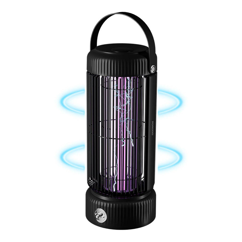 A Photo Of Porodo Lifestyle Portable Mosquito Zapper | UV LED Bug Trap | 2000mAh Rechargeable Battery | Chemical-Free & Efficient Pest Control | Black