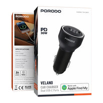 Porodo Velano Car Charger with Dual USB-C Ports