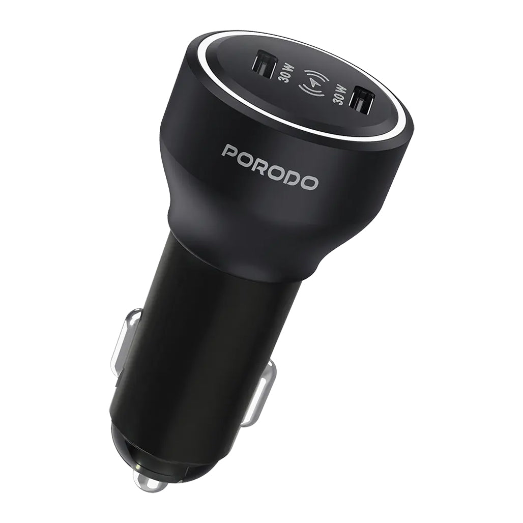A Photo Of Porodo Velano Car Charger with Dual USB-C Ports