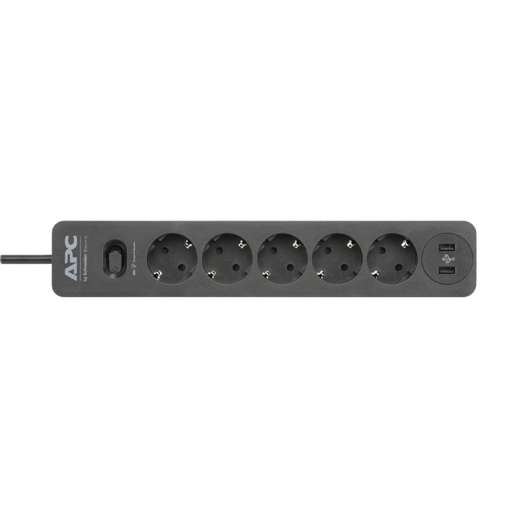 A Photo Of APC Essential SurgeArrest 5-Outlet Surge Protector with 2 USB Ports – Black