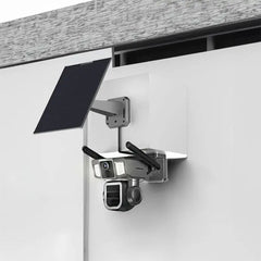 A Photo Of Powerology 4G/WiFi 360° Dual Lens Outdoor Camera - 10X Zoom, Night Vision, Solar Power, IP66 Waterproof - Black