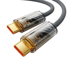 A Photo Of Porodo Braided 100W PD C to C Cable With Transparent Head 1M - Grey