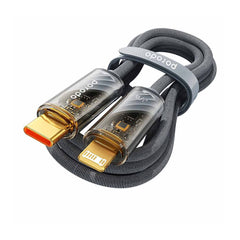 A Photo Of Porodo Braided 27W PD - C to Lightning Cable With Transparent Head - 1M
