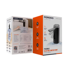 A Photo Of Porodo Lifestlye Foldable Electric Water Pump Universal Bottle Compatibility - Black