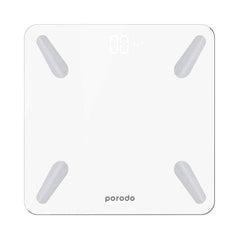 A Photo Of Porodo Smart Body Scale - 18 Health Metrics, Up to 180kg Capacity, Interactive iOS & Android App, Multiple User Profiles - PD-LSBSC-WH