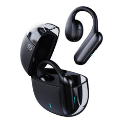 A Photo Of Porodo Soundtec Lune Air Conduction TWS Earbuds with Semi Transparent Case - Black