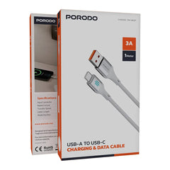 A Photo Of Porodo USB-A To USB-C Charging & Data Cable - Silver