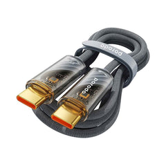 A Photo Of Porodo Braided 100W PD C to C Cable With Transparent Head 1M - Grey