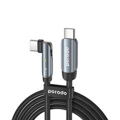 A Photo Of Porodo Braided 100W PD C to C Cable With Rotatable Head 1M - Grey